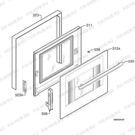 Взрыв-схема плиты (духовки) Rosenlew RA3410W - Схема узла Door 003